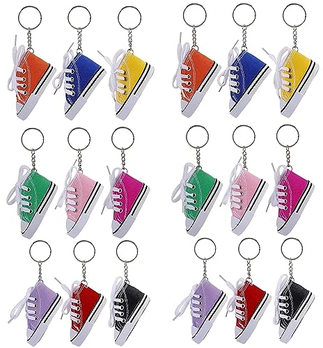 Lot de 18 porte-clés en forme de chaussure de voiture - Pendentif pour fête d'anniversaire - Cadeau souvenir - Souvenirs de fête d'anniversaire pour amis (9 couleurs)