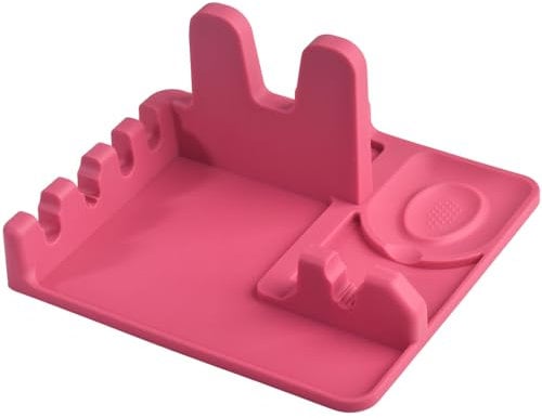 Cozihom Silicone Spoon Rest and Pot Lid Holder Stand for Kitchen Counter Top, Ladle/Spatula/Spoon/Tongs Holder, Food Grade Silicone, Heat Resistant, Anti-Slip BPA-Free, Red
