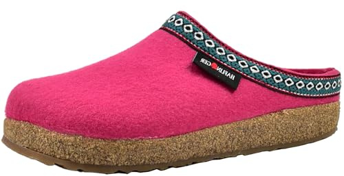 HAFLINGER Damen Pantoffel Herren Hausschuh Filz Wolle Grizzly Franzl 711001, Größe:40 EU, Farbe:Pink