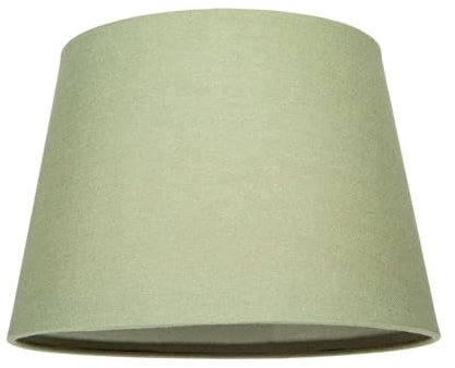 Traditional 8 Inch Olive Green Linen Fabric Drum Table/Pendant Lamp Shade 40w Maximum | Inner Luxurious Matching Cotton Lining | 20cm Bottom Diameter by Happy Homewares