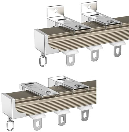Aluminium Vorhangschienen Deckenschiene 50-600cm Für Tür Fenster Gardinenschiene, Schienenvorhangsystem Mit Rolle, Wandhalterung, Für Duschvorhänge RV Wohnzimmer Raumteiler Schiene