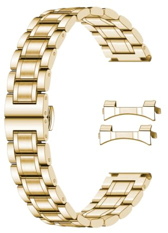 SINAIKE Metall Uhrenarmband Gold Fit Meist Tranditional Uhr, 18mm Quick Release Edelstahl Uhrenarmbänder mit gebogenen Lug Enden Teile
