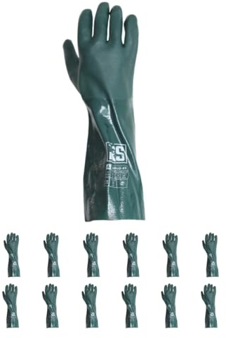 RS DUPLO 45 Schutzhandschuhe Chemikalien aus PVC/Größe 10, 12 Paar/Grün/Chemisch und Mikrobiologisch/Beständig/Arbeitshandschuhe/Säurefest, Säure Handschuhe