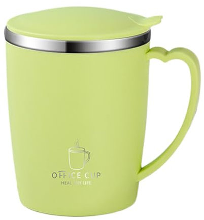 kesurpae Taza de tamaño portátil con múltiples opciones de color y mango en forma de corazón Taza de acero inoxidable con mango en forma de corazón Taza de café, Verde claro