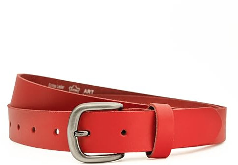 Ab-BELT & BAG 3cm Damen Gürtel aus Leder, Jeans Ledergürtel SDS-02 (Rot, 120cm Gesamtlänge 135cm)