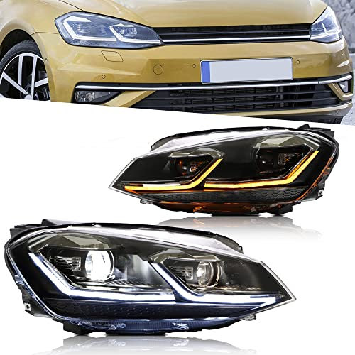 VLAND Scheinwerfer Kompatibel für Golf 7 Golf MK7 TSI TDI Variant Alltrack Halogenversion 2012-2017 (Nicht für Golf 7 GTI/R/GTD/Golf 7.5), Mit E-Prüfzeichen,1 Satz (Silber)