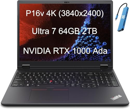 Lenovo ThinkPad P16v Gen 2 Mobile Workstation Laptop (16 4K 100%DCI-P3, NVIDIA RTX 1000 Ada 6GB, Intel Ultra 7 155H, 64GB DDR5, 2TB SSD) 800 nit, 2x Thunderbolt 4, Webcam IR 5MP, IST HUB, Win 11 Pro