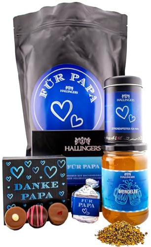 Hallingers Genuss Manufaktur Feinkost Vatertagsgeschenk-Set - XXL-Wundertüte Für Papa großes Mitbringsel Aufstrich, Gewürz, Schokolade, Pralinen & Busserl, Geschenkidee für Papa Opa