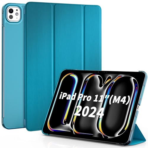EasyAcc Hülle für iPad Pro 11 Zoll (2024) M4 Hülle, Ultra Dünn Transluzent Matt Rückseite Abdeckung Cover Schutzhülle Case, Pfauenblau