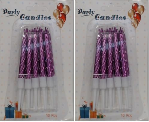 SHATCHI 10pcs Spiral Candles for Birthday Wedding Anniversary Dinner Party Cake Topper Table Decorations, Purple (Pack of 2)