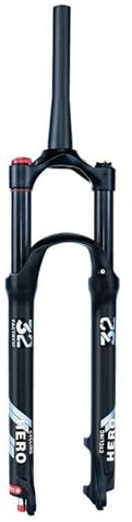 MirOdo 26 27,5 29 Zoll Pneumatische Mountainbike-Gabel 140mm Federweg Dämpfender Rückfederung Stoßdämpfergabel QR-9mm Gerades/konisches Rohr Manuelle/Fernbedienbare Verriegelung(Tapered,26/Manual)