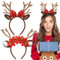 BOOMTOP 2x Haarreifen Weihnachten Rentier Geweih Weihnachts Haarband Glitzer Reh Haarreif Kostüm Weihnachtsstirnband mit Blume Schleife Xmas Haarschmuck Weihnachten Geschenk Adventskalender Füllung