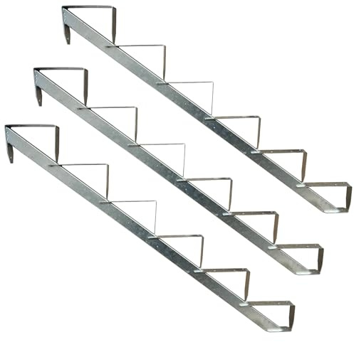 Kaminbau Mierzwa 3x Treppenholm Holz-Treppe Treppenwange Treppenrahmen Verzinkt/Wählbar 2-6 Stufen (6 Stufen Holm)