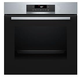 Bosch HBA171BS3 Serie 2, Forno da incasso, Pirolisi: pulizia del forno senza sforzo, Display touch, Cottura uniforme, 10 programmi, Acciaio, 60 x 60 cm