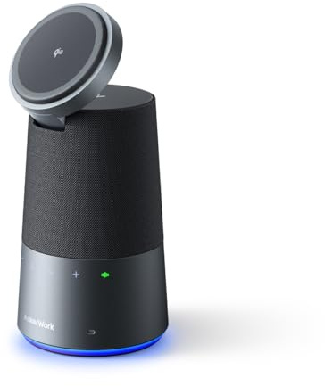 AnkerWork S600 - Haut-Parleur Bluetooth avec Micro, Charge sans Fil Qi2, réduction de Bruit AI, Support magnétique, 16h d’autonomie (Reconditionné)