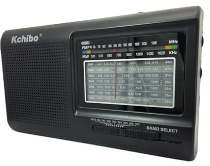 WMFASBAG KK-2005 Radio de Corta de 9 Bandas Altavoz Incorporado Am/FM/SW Receptor de Radio multibanda Conector para Auriculares Reproductor de MP3 estéreo Alimentado por CA o batería 2AA pa
