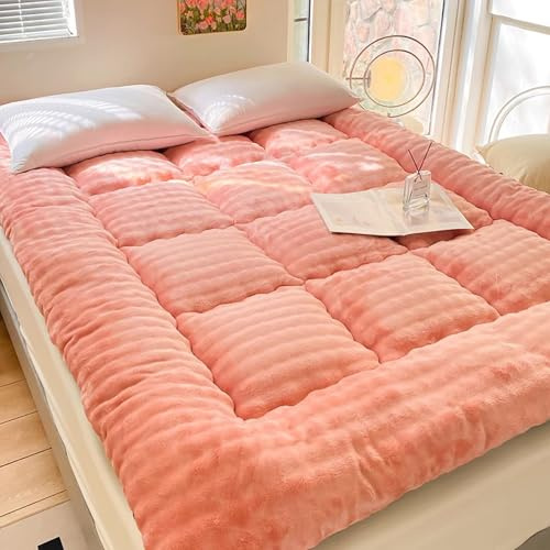MTSYXYM Japanische Futon Matratze, Faltbare Aufrollbare Futon-Matratze, Zusammenklappbares Futon-Japanisches Tatami, weich und bequem, für Sofa, Liege, Couch, Gästeschlafsaal.(Pink,180x200x10CM)