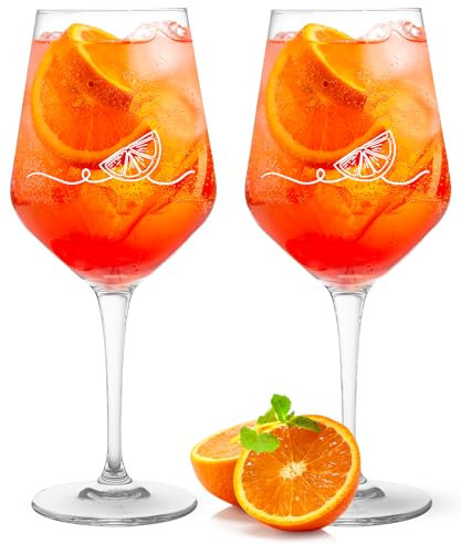 Aperol Spritz Gläser 2er Set - Einzigartige Aperol Gläser für den Perfekten Genussmoment | Premium Spritzgläser Set | 440 ml Kristallglas Made in Germany | Ideal geeignet als Aperol Geschenkset