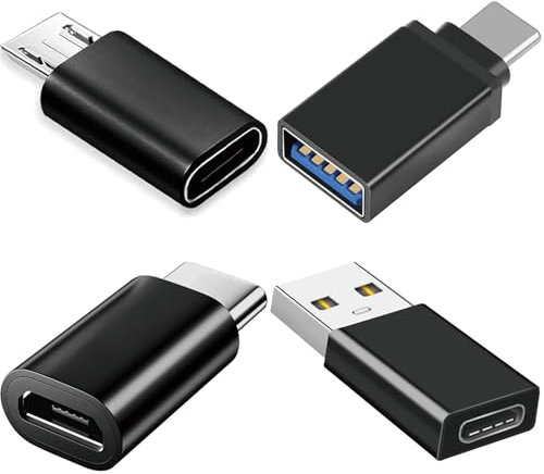 Genérico Adaptador USB a Tipo C (4 Piezas), USB C Macho a USB 3.0 Hembra OTG, Micro USB a USB C, USB C a Micro USB Compatible con MacBook Pro, Samsung Galaxy, Teléfonos Tipo C