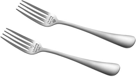 Alipis 2stücke Edelstahl-gravur-gabeln Kreative Liebes-besteck Ausgewogenes Design Leicht Und Handlich Als Geschenk Für Romantische Momente