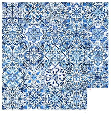 Fliesen Zum Bad Haften - Dank Unserer Aufkleber Für Das Fliesen Zum Abheben Und Strecken, Wasserdichte Portugiesische Sticker 24PCs | Blaue Und Weiße Fliesenaufkleber