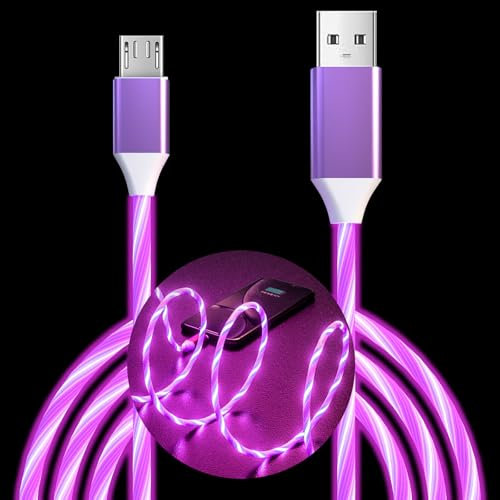LED Micro USB Cable,6.6FT 3A Light Up Android Charger, Fast Charging Cable with Data Sync, Micro USB Cord for Android Samsung Galaxy S7 S6 S5, Note 5 and Other Android Phone Cable(Purple)