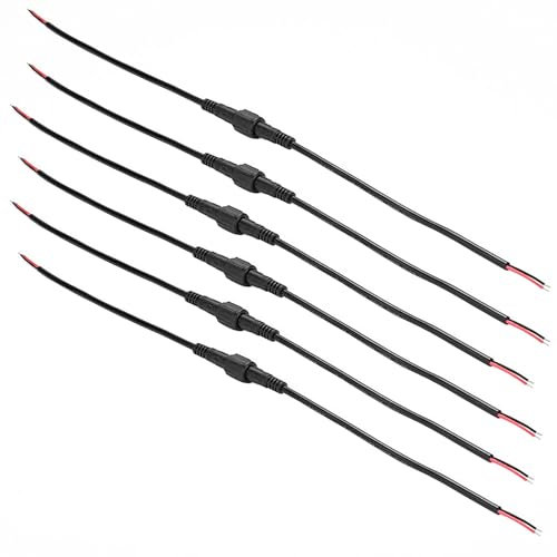 Leloco 2-Poliger Wasserdichter Steckverbinder IP65 mit 16AWG 15cm Verlängerungskabel – Für LED Lichterketten, Lichtleisten 12V – 6 Paar Outdoor-Stecker Set