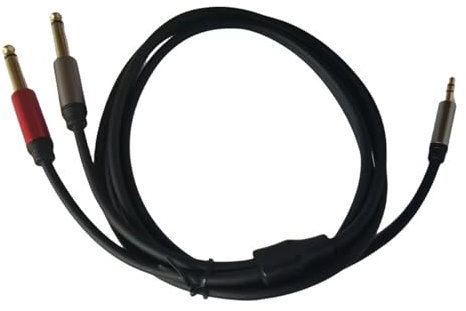 WOURRD Cavo da 1,5 m da 3,5 mm TRS a 6,35 mm per cuffie PC, mixer amplificatore da 3,5 a doppio cavo mono da 6,5 mm