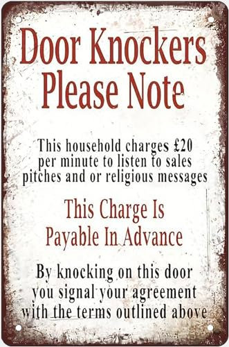 Retro Notice Metal Tin Sign Door Knockers Please Note Vintage Decor for Front Door Yard Porch Wall Decor Gift For Women Men 8x5.5 Inch Plaque Tin Sign