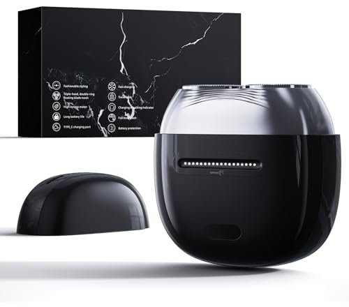 Mini Rasierer Herren Elektrisch | Elektrorasierer | 2 schwebende Klingen für gründliche & sanfte Rasur | USB-C Ladestation | Wasserdicht(SS200, schwarz)