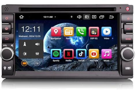 8-Kern 4GB RAM 64GB ROM Android 14 Autoradio Bluetooth GPS Navigation Unterstützt CD Player Kabelloses CarPlay Android Auto WiFi 4G DAB+ DSP USB RDS OBD2 DVD Touchscreen Autoradio 2 Din