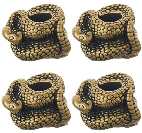 DICOSMETIC 4 Stück Messer Lanyard Perlen Paracord Perlen Schlange EDC Charm Bead Antik Bronze Legierung Großes Loch Europäische Perle Für Messer Lanyard Schlüsselanhänger Armband Bohrung: 6mm