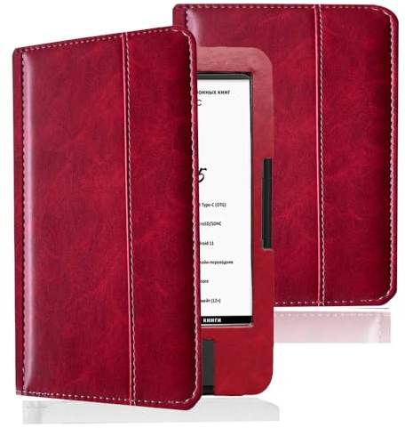 Schutzhülle für 15,2 cm (6 Zoll) Onyx Boox Vasco da Gama 1/2/3/4/5 E-Book-Reader, geeignet für Onyx Boox Vasco da Gama 1/2/3/4/5, schlank, leicht, PU-Leder, Schutzhülle (weinrot)
