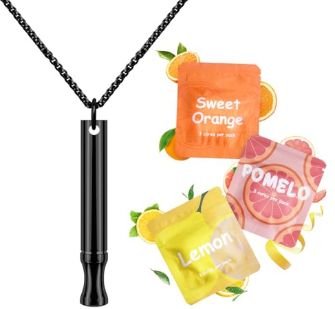 ASTOFLI Anxiety Breathing Necklace with Resistance : Breath Free Flavoured Filter Stop Anxiety Relief for Adults Breathlace Air Breathe Resistance Breathing Necklace with Filters Stress Relief Gifts