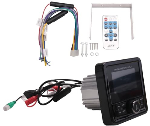 Asyduey Marine Radio FM AM MP3 Media Player Boat Stereo Waterproof Bluetooth USB AUX Receiver for UTV ATV SPA RZR Easy Install Easy to Use