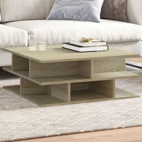 Ordellia Couchtisch Sonoma-Eiche 70x70x29 cm, Holzwerkstoff, quadratischer Wohnzimmertisch mit Stauraum, moderner Beistelltisch für Wohnzimmer