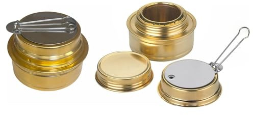 Spiritusbrenner 2er Set Alkoholbrenner Campingkocher Metall Sturmkocher | BURI Spiritusbrenner auslaufsicher mit Gummidichtung für Bushcraft, Outdoor, Sturmkocher und Campingküche unterwegs