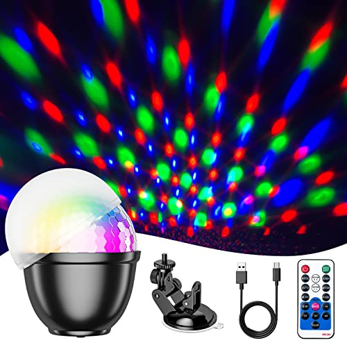 Gomifie 2 in 1 Mini Discokugel Led 15 Farben und 4 Nachtlicht Modi | USB Wiederaufladbar, Musikaktivierung, Timing, Discolicht Partylicht für DJ Weihnachten Party