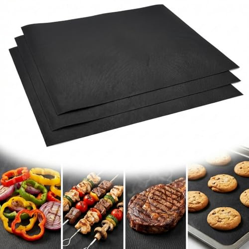 Oven Liner Set Heat Resistant, 3 Pack 33x40cm Reusable Protector Sheet for Bottom of Fan Oven, Non Stick Shelf Protectors for Bottom of Fan Assisted Ovens, 13x15.75 in