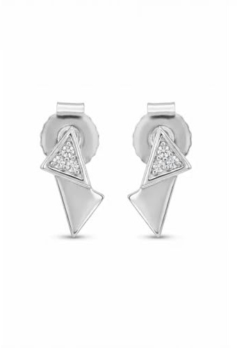 Ohrringe 925 Sterling Silber Dreieck Ohrringe vergoldet Damen geometrisch modern Zirkonia Ohrstecker elegant Schmuck Geschenk Frauen