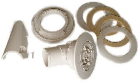 Gre Bocchetta valvola di Ritorno per Piscina, Adatta per Tutti i Modelli di Piscina Attacco Tubo predisposto per diam. 32 mm e 38 mm. con Uscita Curva a 45° Colore Bianco Art. AR503WKIT