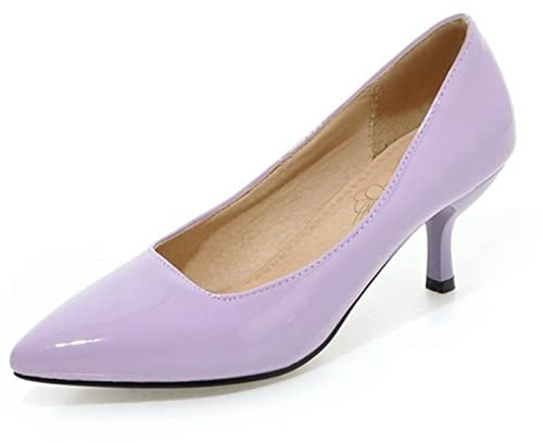 SJJH Damen Elegant Pumps mit Kitten Heel Spitze Toe Mode Schuhe (Purple, 41 EU)