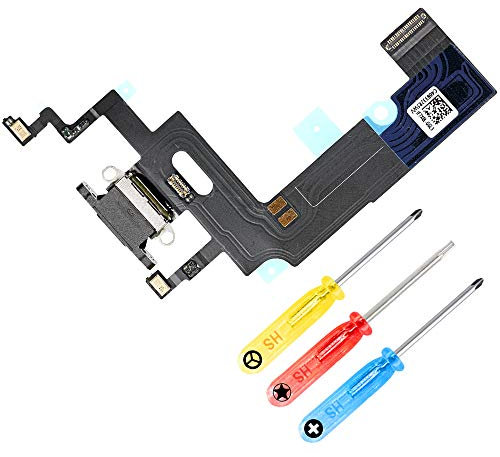 MMOBIEL Connettore Dock Compatibile con iPhone XR - 6.1 inch - 2018 - Presa di Ricarica Cavo Flessibile - Audio Jack/Microfono/Antenna di Ricambio - Incl. Cacciaviti - Nero