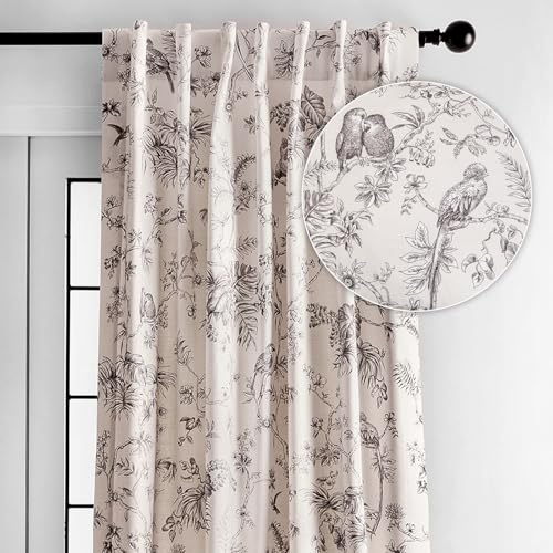 Maison d' Hermine Jouy Paradis Vorhang aus 100% Baumwolle, EIN Vorhang für Wohnzimmer, Schlafzimmer, maßgeschneidert mit Einer Stangentasche und Schlaufe zum einfachen Aufhängen (grau, 127x244 cm).