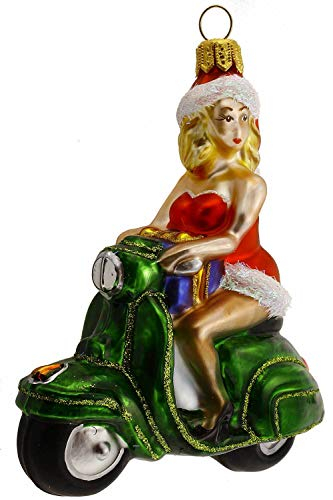 Hamburger Weihnachtskontor - Christbaumschmuck - Ms. Santa auf Motorroller