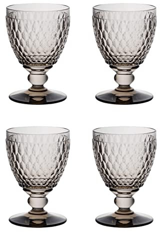 Villeroy & Boch Boston coloured Wasserglas smoke 4 Stück Nr. 1173090135 und 4er Set EKM Living Edelstahl Strohhalme