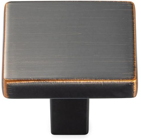 KOOFIZO Square Cabinet Knob - Oil Rubbed Bronze Pull Handle (31mm / 1.2 Inch), 10-Pack for Kitchen Cupboard Door, Bedroom Dresser Drawer, Bathroom Wardrobe Hardware