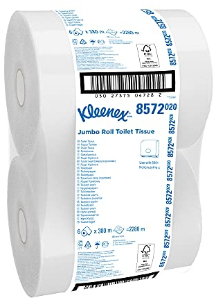 Kleenex Jumbo Papier toilette - 8572 - 1 000 feuilles, blanc, 2 plis par rouleau (un paquet contient 6 rouleaux)