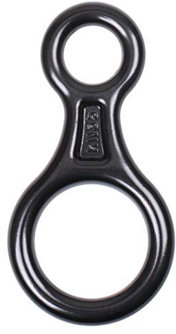 Inzopo 35KN Figure 8 Ring Rappelling Device Abseiling Descenders for Rock Climbing Mountaineering - Black, XL