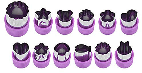 jieGorge 12Pcs Fruit Star Shape Fondant Cake Cookie Plunger Mould Mold Cutter Tools, Kitchen,Dining & Bar for Easter Day (Purple)